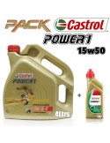 Pack aceite moto 4t Castrol Power 1 15w50 4Ltrs + 1Ltr