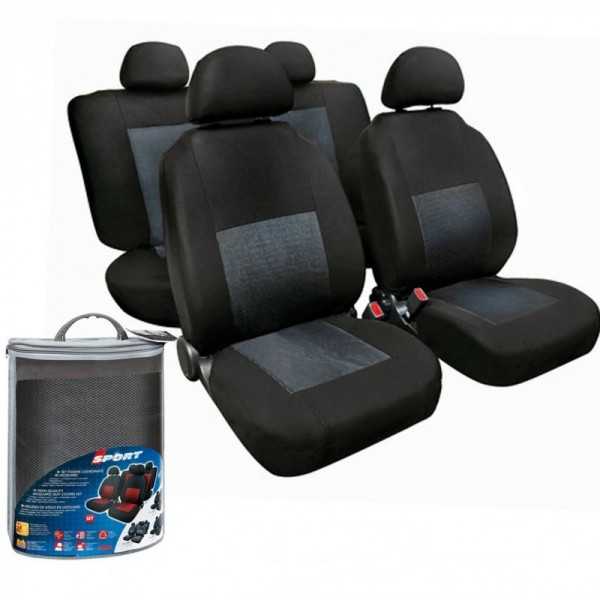 Funda Asiento Deportivo 8 Pcs Negro/Gris