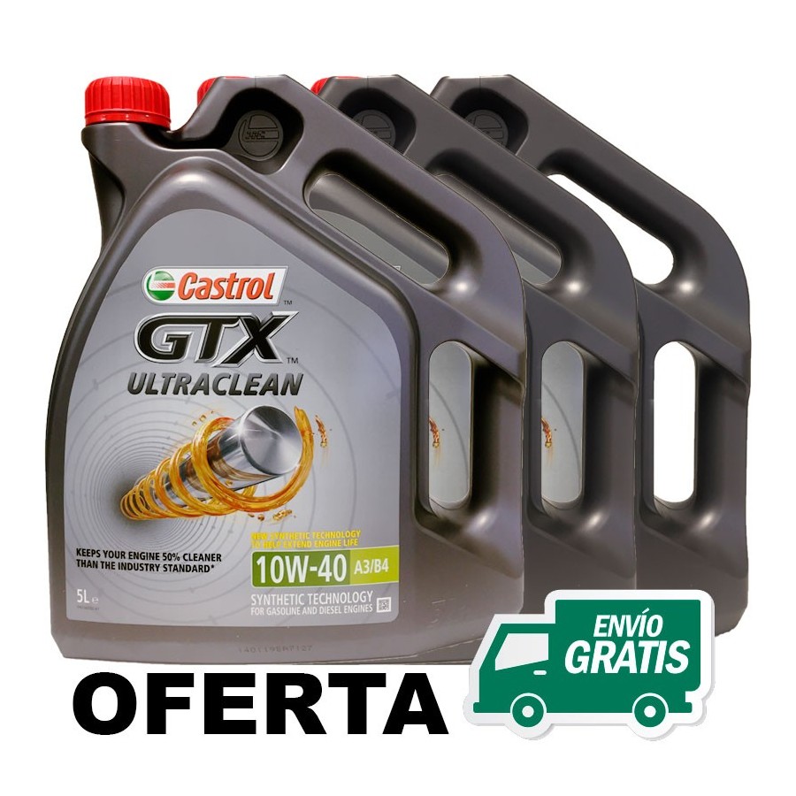 Aceite Castrol GTX UltraClean 10w40 A3/B45 L- 26,25 €-   Capacidad 5 Litros