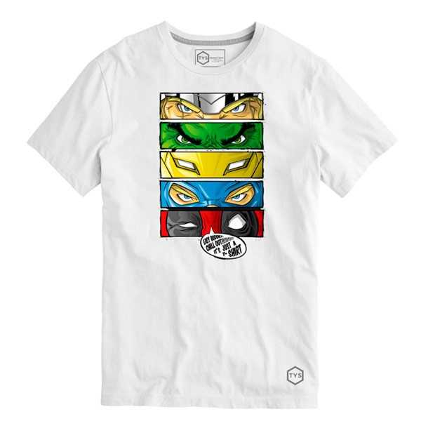 CAMISETA MASCARAS SUPERHEROES BLANCA