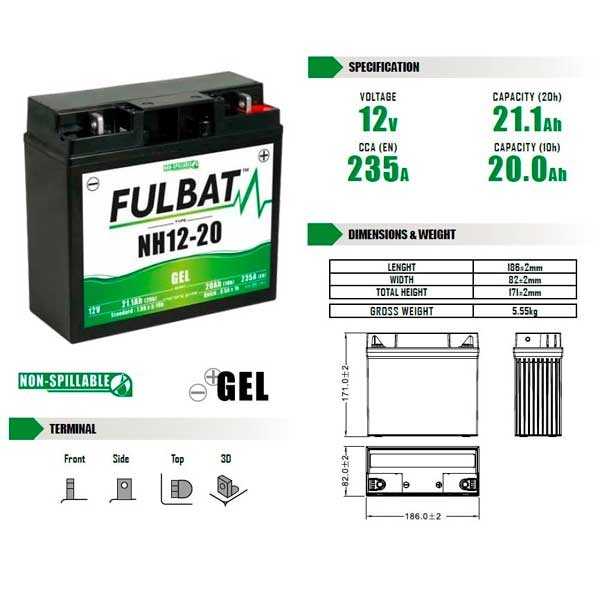Bateria Moto NH12-20 Gel FULBAT