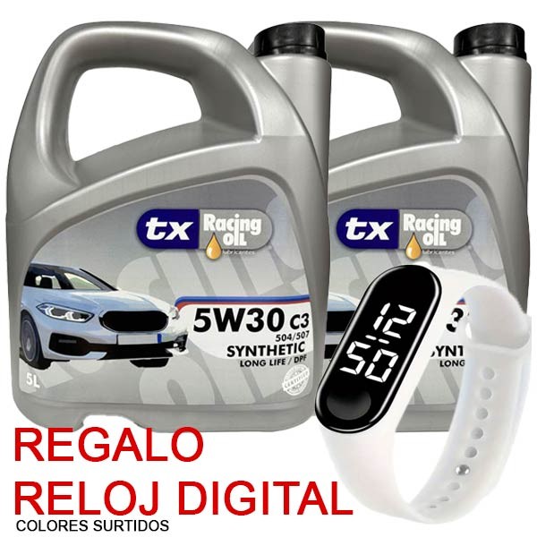 tx Racing Oil 5w30 C3 504 507 5L Oferta 2 latas + Reloj Digital