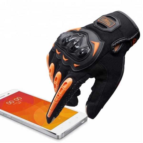 Guantes Moto Antideslizante Táctil Naranja