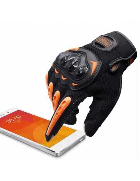 Guantes Moto Antideslizante Táctil Naranja