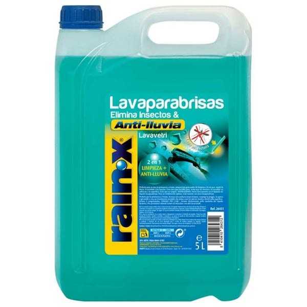 Lavaparabrisas Eliminador de Insectos y Antilluvia Rain-X 5L