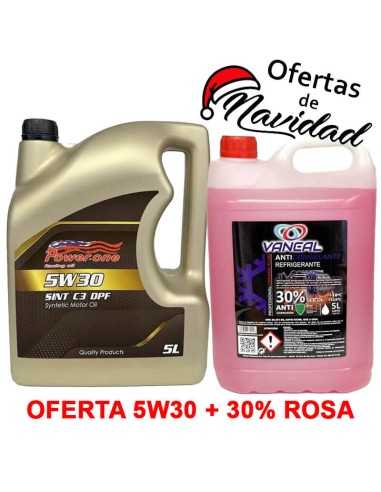 Oferta Power-One 5w30 y Anticongelante 30% Rosa