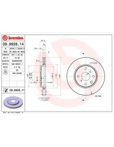 Discos de freno eje delantero 09992814 BREMBO