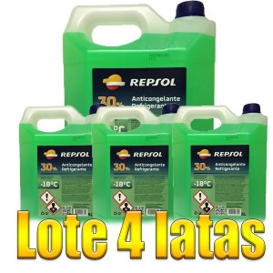 Repsol Anticongelante-Refrigerante 30% verde 5L LOTE 4 LATAS